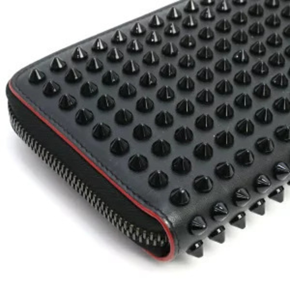 Christian Louboutin Panettone Round Zip Long Wallet Spike Studs Leather Black - Picture 4 of 7